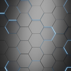Futuristic and technological hexagonal background. 3d rendering