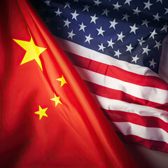 Flags of USA and China - Relations - Conflict. Generative AI