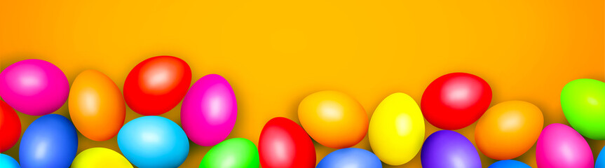 Beautiful Easter background with colorful Easter eggs. 3d illustration