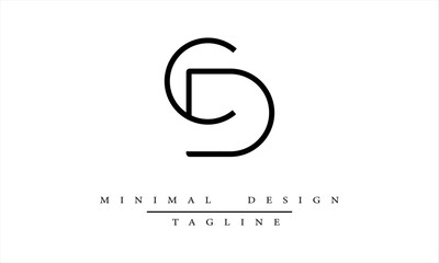 CD or DC Minimal Logo Design Vector art illustration 