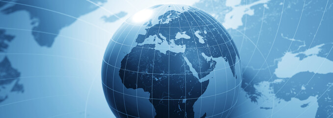 World map banner concept. Detailed flat map of continents. 3d rendering