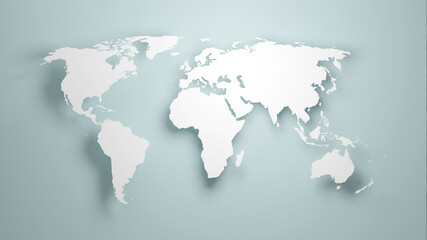 World map banner concept. Detailed flat map of continents. 3d rendering
