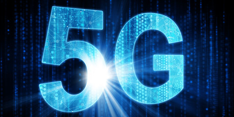 Concept of future technology 5G network systems and internet. 3d illustration