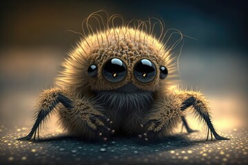 Obraz premium Cute brown spider on blurred background created using generative ai technology