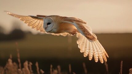 Common Barn Owl. Sunlit