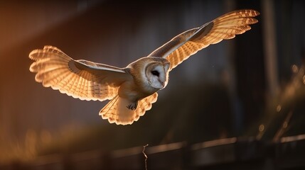 Common Barn Owl. Sunlit