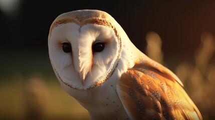 Common Barn Owl. Sunlit