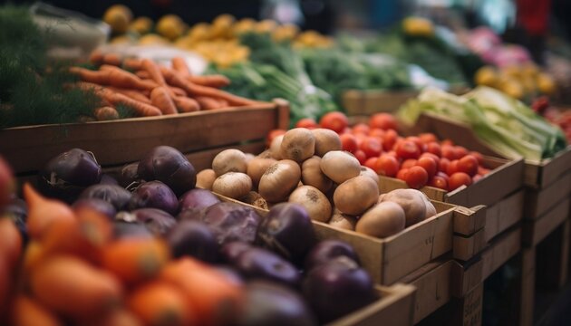 fresh vegetables at market - healthy ecological vegetarian food