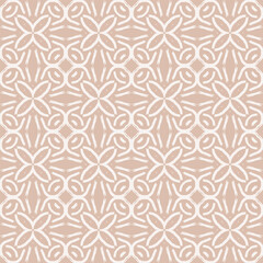 Seamless pattern with geometric line brush stroke shapes and line in nude colors. Minimalist Boho Printable in pastel color. Vector Aesthetic background with petals.