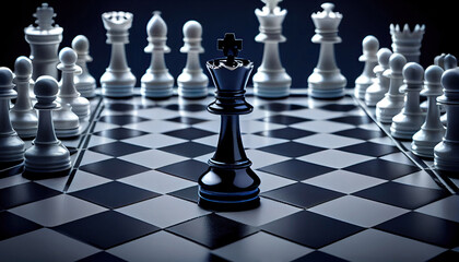 Chess battle in Concept for business strategy,  tactic and battle with Generative AI Technology