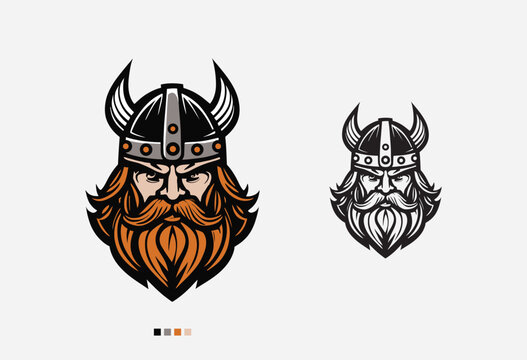 Line art style Viking head vector graphic template, Suitable for logo design, tattoo design or print on demand
