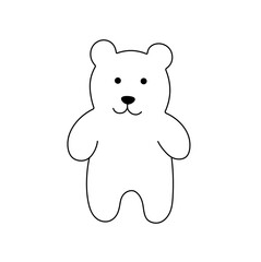 Vector isolated one single cute cartoon standing bear toy  colorless black and white contour line easy drawing