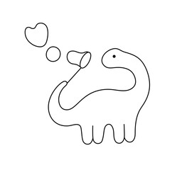 Vector isolated one single dino with soap bubbles  colorless black and white contour line easy drawing