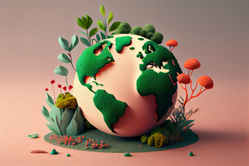 A paper cut out of a planet earth.  World environment and earth day concept