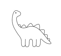 Vector isolated one single cute cartoon funny dino with crests on its back colorless black and white contour line easy drawing