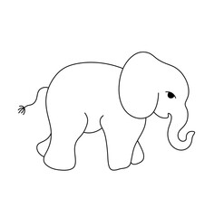 Vector isolated one single walkind elephant side view colorless black and white contour line easy drawing