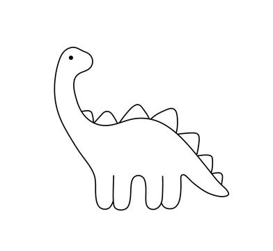 recommend clip art: Vector isolated one single cute cartoon funny dino with crests on its back colorless black and white contour line easy drawing