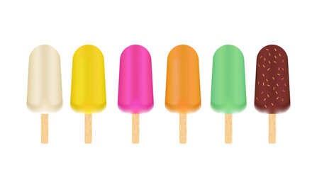 A collection of different varieties of ice cream.
3d vector isolated on a white background