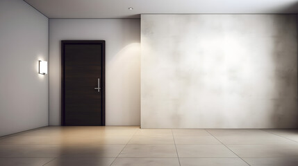 salle vide avec une porte, généré par IA