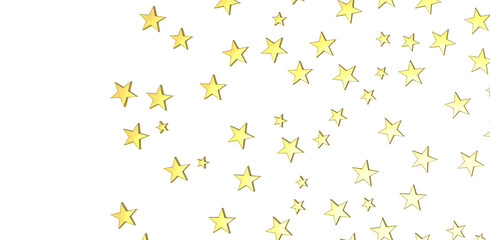 Banner with golden decoration. Festive border with falling glitter dust and stars.