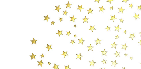 Banner with golden decoration. Festive border with falling glitter dust and stars.