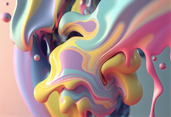 3D Liquid Colorful pastel Paint Background. Ideal for backgrounds wallpapers banners posters and covers