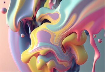 Obraz premium 3D Liquid Colorful pastel Paint Background. Ideal for backgrounds wallpapers banners posters and covers