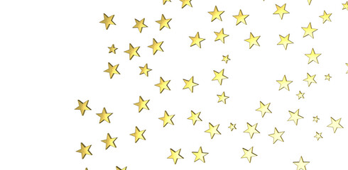 Banner with golden decoration. Festive border with falling glitter dust and stars.