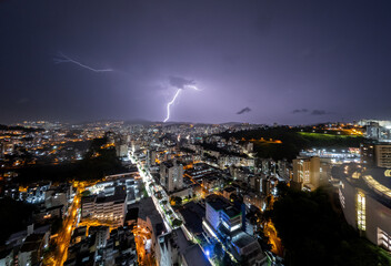 Spectacular Lightning Strike on City Skyline in Juiz de Fora, Brazil