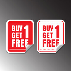 Buy one get one free, promotional sale stickers set. Eps10 vector illustration.