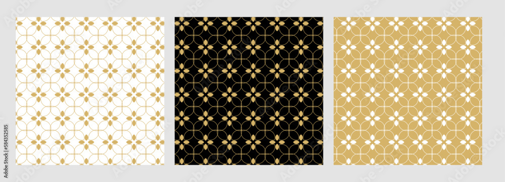 Poster background pattern seamless geometric circles line floral design abstract gold luxury color vector. 