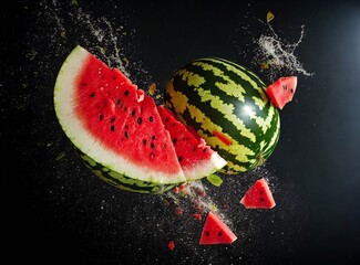 Colorful watermelon fruit art created with Generative AI. - obrazy, fototapety, plakaty