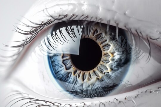 Eye anatomy, on white background, Generative AI