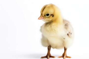 A baby chick on a white background