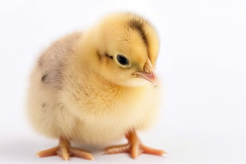 A baby chick on a white background