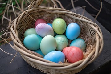 Easter eggs in an Easter basket