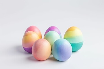 Pastel rainbow Easter eggs Isolated on a white background