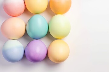 Pastel rainbow Easter eggs Isolated on a white background