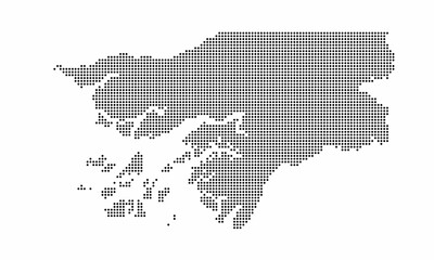 Obraz premium Guinea Bissau dotted map with grunge texture in dot style. Abstract vector illustration of a country map with halftone effect for infographic.&nbsp;