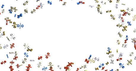 percent shopping digital in hand 3d.