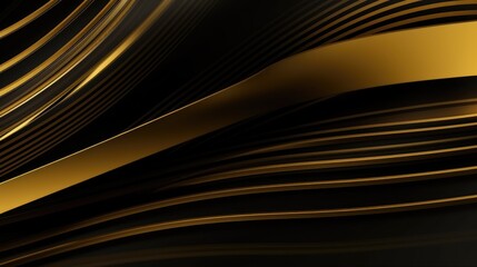 Fototapeta na wymiar Abstract gold color swirl wave design element on dark background. Generative ai.