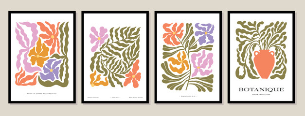 Fototapeta na wymiar Vector illustration set of botanical printable posters. Art for postcards, wall art, banner, background