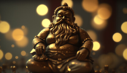 Fototapeta premium Kubera: The Indian God of Wealth and Prosperity Statue in Vivid Detail