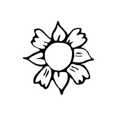 Vintage ink hand drawing little flower 