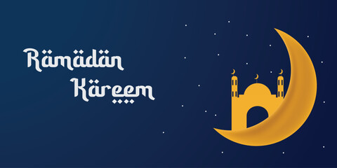 Obraz na płótnie Canvas bacground ramadan kareem with moon accent and mosque