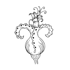 Vintage Indian ink hand drawing  flower 