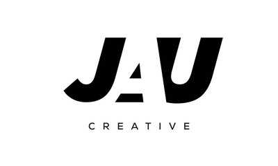 JAU letters negative space logo design. creative typography monogram vector	