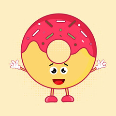 Cute Donuts Character, Cute Donuts Character features a charming and lovable donut character that is sure to bring a smile to your face,  This cute little treat is perfect for all your design needs.