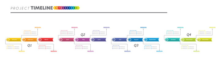 infographic Project timeline graph for 12 months modern diagram calendar, presentation vector infographic.
