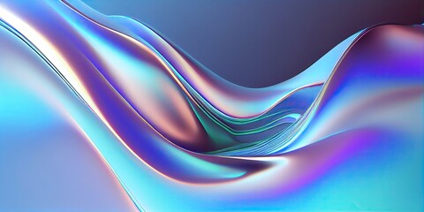 Abstract fluid 3D iridescent modern retro-futuristic holographic chromatic dynamic wave in motion. Ideal for backgrounds wallpapers banners posters and covers